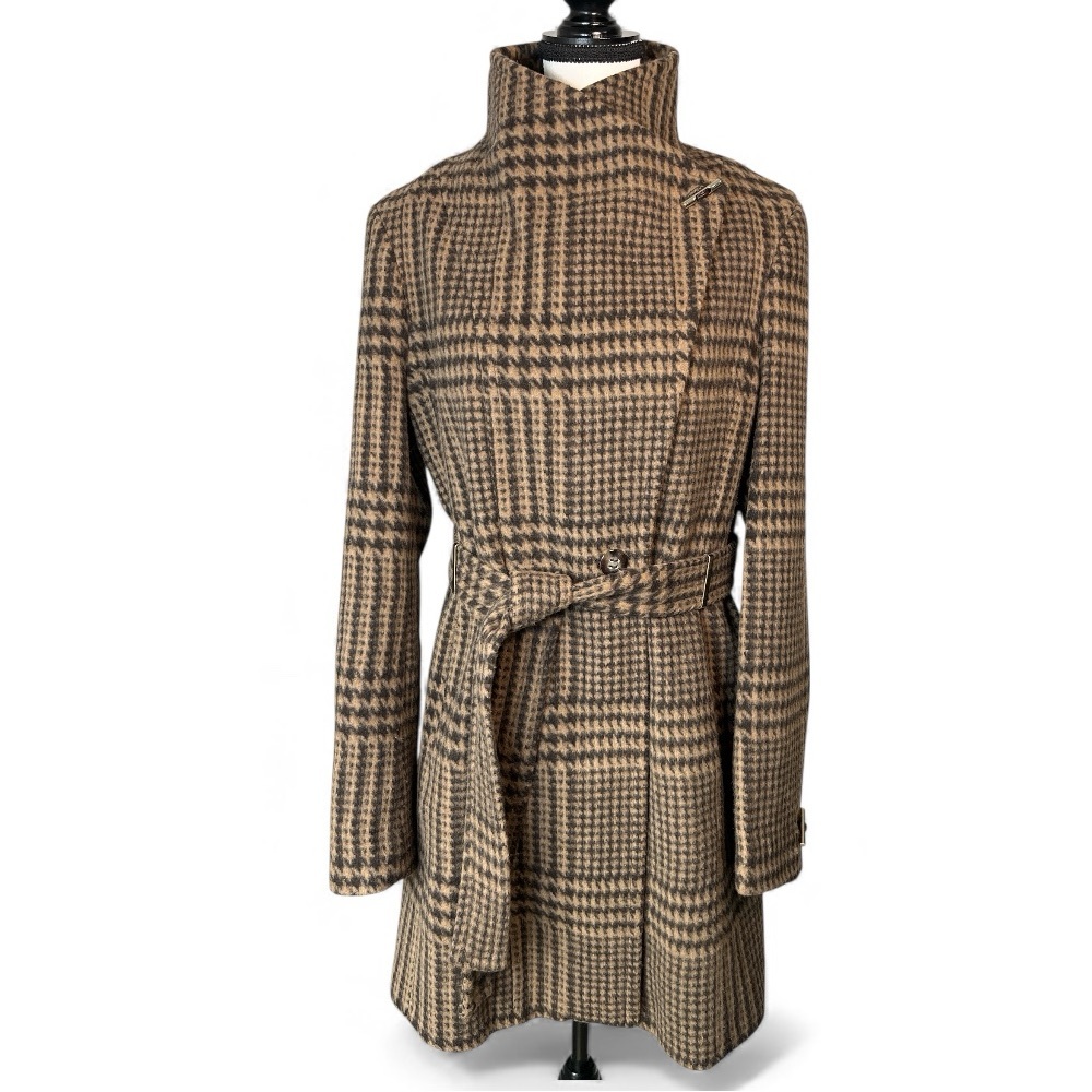 Calvin Klein Women’s Wool Blend Coat in Brown and Black Plaid | 8 - Picture 2 of 16